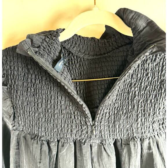 French Connection Women’s Blue Boza Smock Neck Regency Whimsygoth Witchy Top XS - Picture 7 of 10